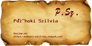 Páhoki Szilvia névjegykártya