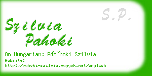 szilvia pahoki business card